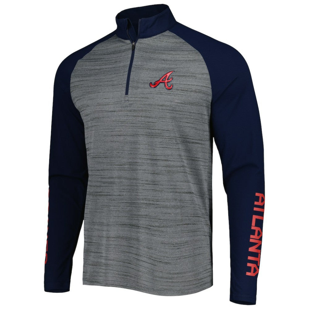 Atlanta Braves Levelwear Vandal Raglan Quarter-Zip Top - Heather Gray