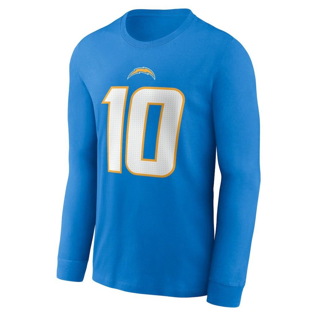 NFL Los Angeles Chargers Justin Herbert  Player Name & Number Long Sleeve T-Shirt