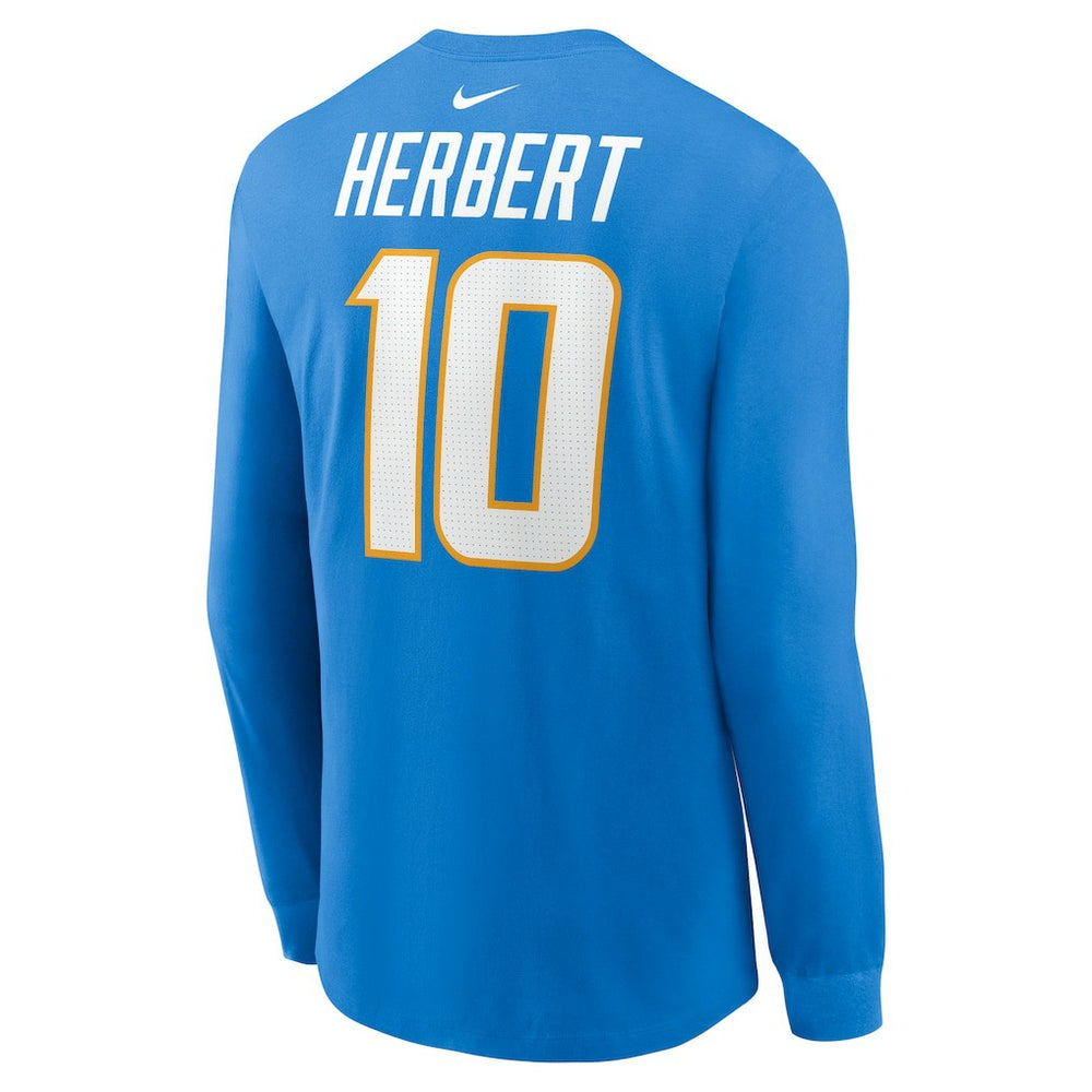 NFL Los Angeles Chargers Justin Herbert  Player Name & Number Long Sleeve T-Shirt