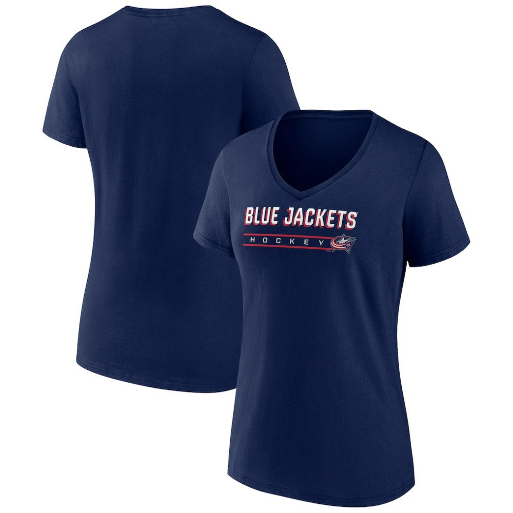 Columbus Blue Jackets Women's Primary Play V-Neck T-Shirt