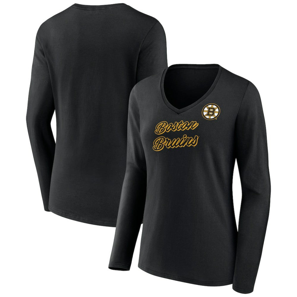 Boston Bruins Women's Forge Long Sleeve V-Neck T-Shirt