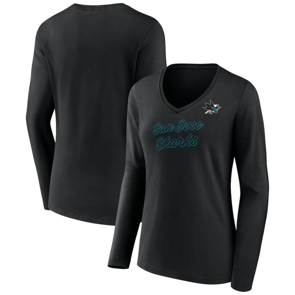 San Jose Sharks Women's Forge Long Sleeve V-Neck T-Shirt