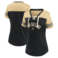 NFL New Orleans Saints Women's Blitz & Glam Lace-Up V-Neck Jersey T-Shirt