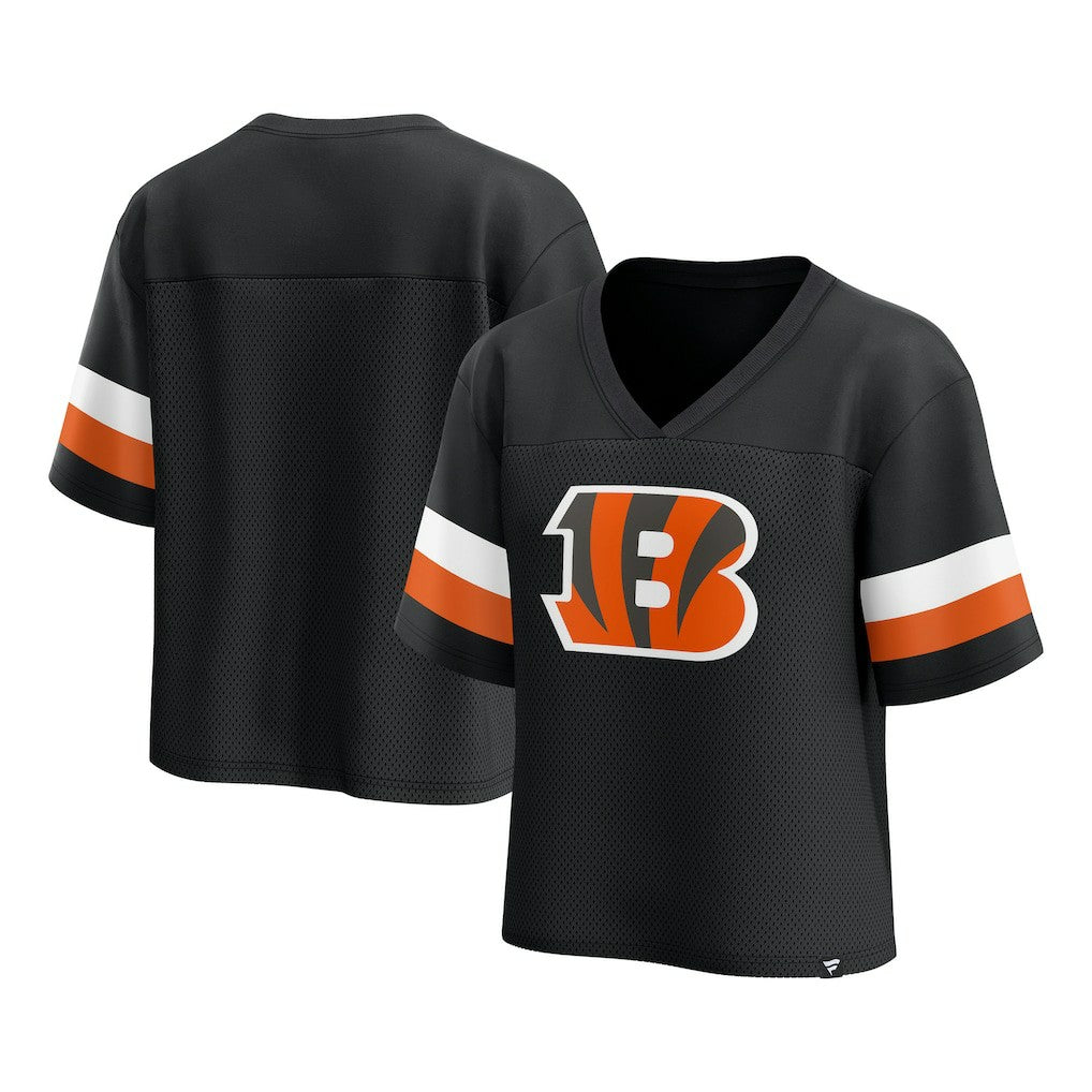 NFL Cincinnati Bengals Women's Established Jersey Cropped V-Neck T-Shirt