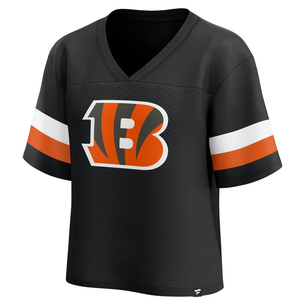 NFL Cincinnati Bengals Women's Established Jersey Cropped V-Neck T-Shirt