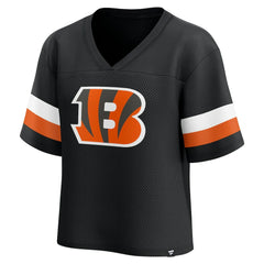 NFL Cincinnati Bengals Women's Established Jersey Cropped V-Neck T-Shirt