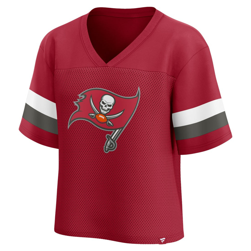 NFL Tampa Bay Buccaneers Women's Established Jersey Cropped V-Neck T-Shirt