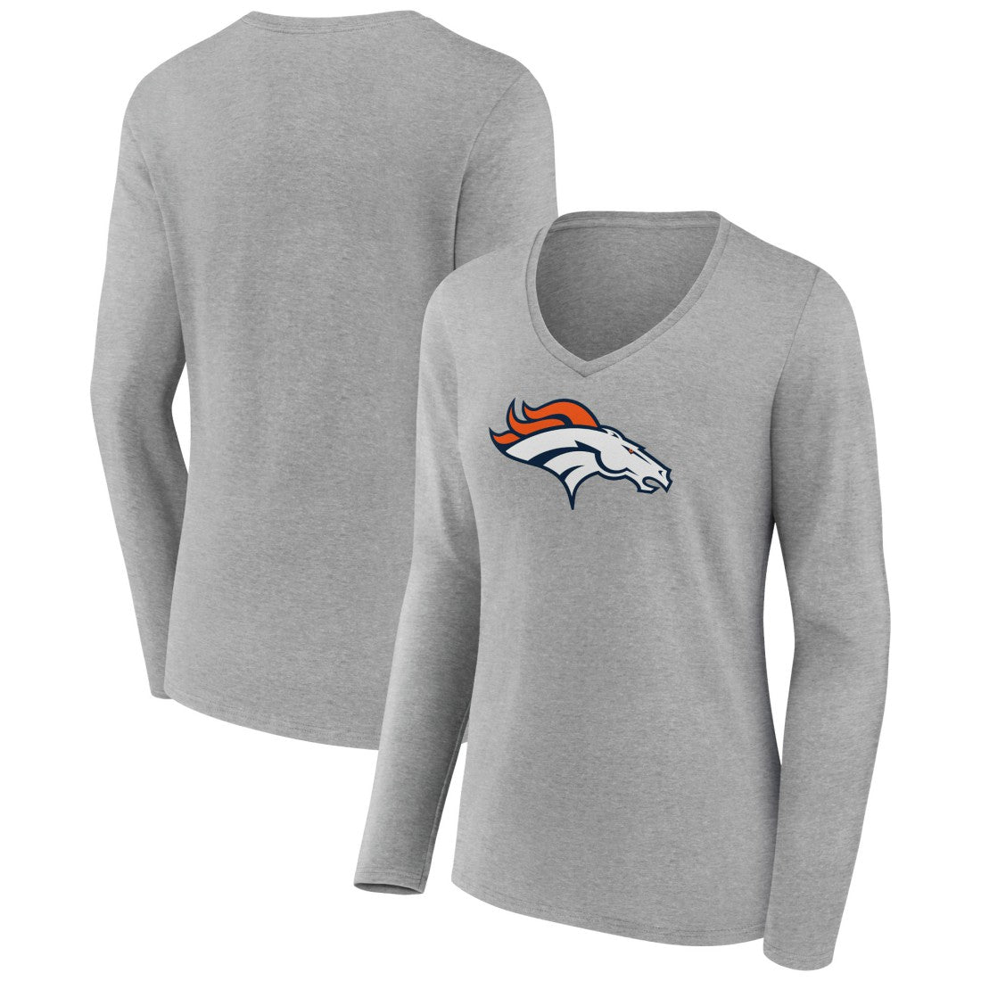 NFL Denver Broncos Women's Primary Team Logo Long Sleeve V-Neck T-Shirt