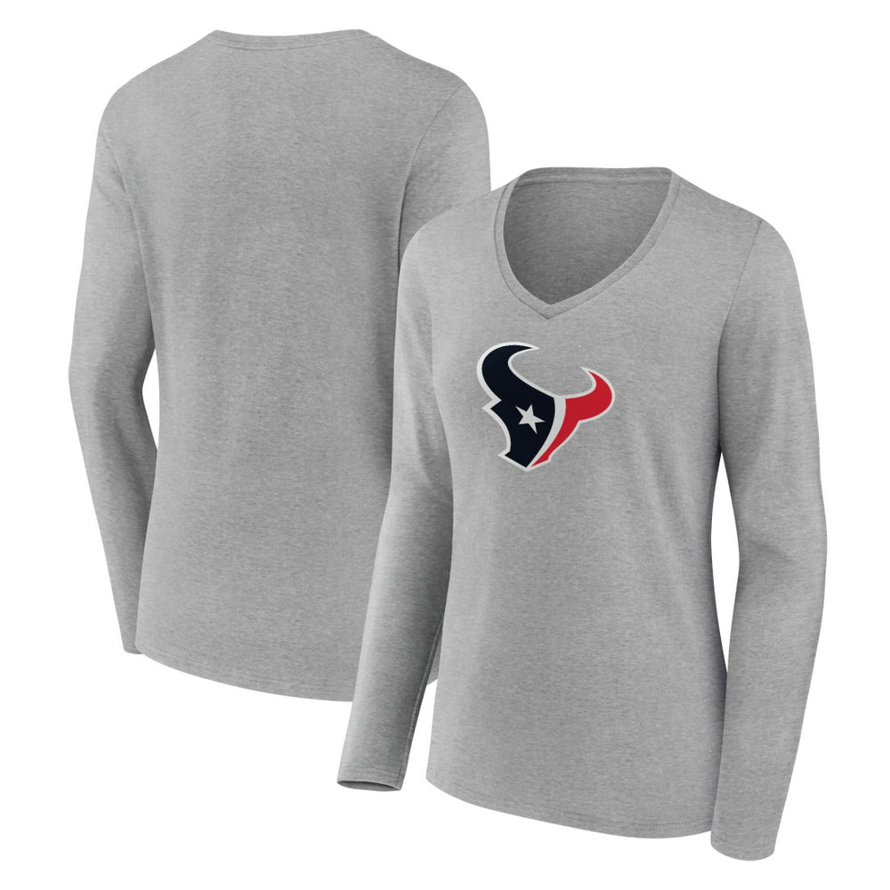 NFL Houston Texans Women's Primary Team Logo Long Sleeve V-Neck T-Shirt