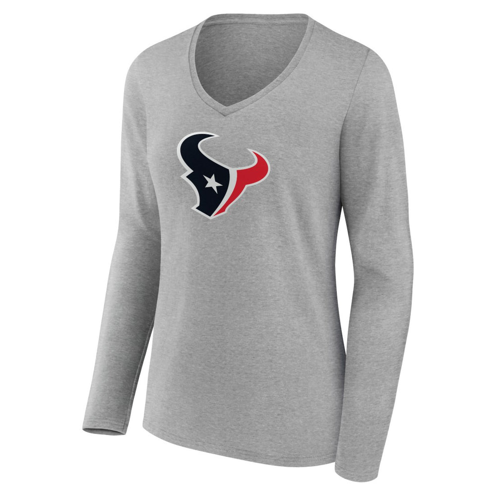NFL Houston Texans Women's Primary Team Logo Long Sleeve V-Neck T-Shirt