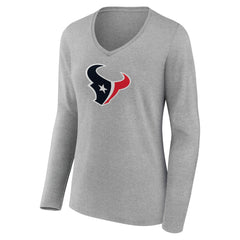 NFL Houston Texans Women's Primary Team Logo Long Sleeve V-Neck T-Shirt