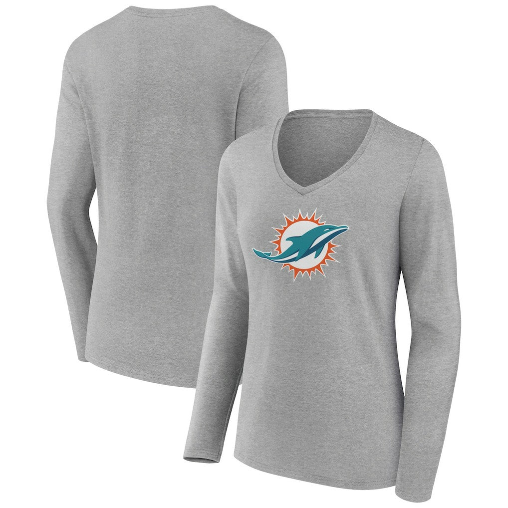 NFL Miami Dolphins Women's Primary Team Logo Long Sleeve V-Neck T-Shirt