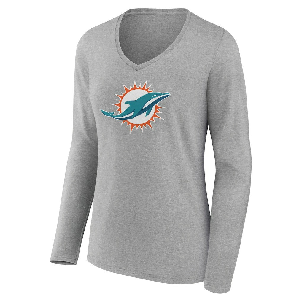 NFL Miami Dolphins Women's Primary Team Logo Long Sleeve V-Neck T-Shirt