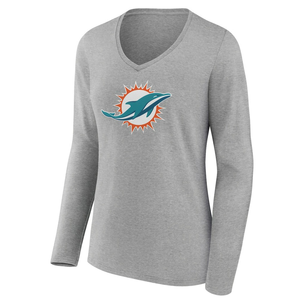 NFL Miami Dolphins Women's Primary Team Logo Long Sleeve V-Neck T-Shirt