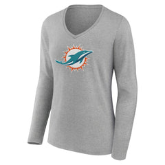 NFL Miami Dolphins Women's Primary Team Logo Long Sleeve V-Neck T-Shirt
