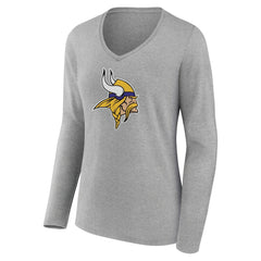 NFL Minnesota Vikings Women's Primary Team Logo Long Sleeve V-Neck T-Shirt