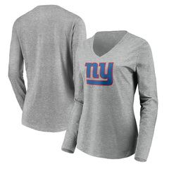 NFL New York Giants Women's Primary Team Logo Long Sleeve V-Neck T-Shirt