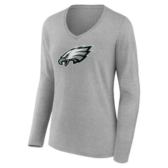 NFL Philadelphia Eagles Women's Primary Team Logo Long Sleeve V-Neck T-Shirt