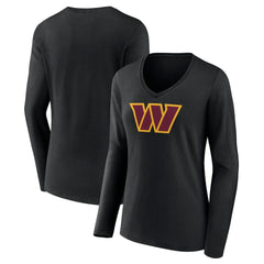 NFL Washington Commanders Women's Primary Team Logo Long Sleeve V-Neck T-Shirt