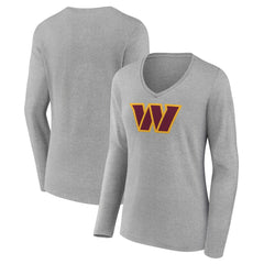 NFL Washington Commanders Women's Primary Team Logo Long Sleeve V-Neck T-Shirt