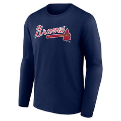 Atlanta Braves Wordmark Long Sleeve T-Shirt - Navy