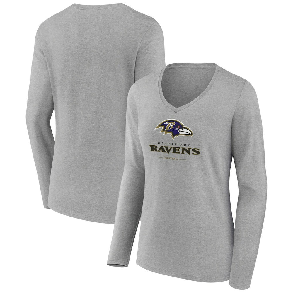 NFL Baltimore Ravens Women's Logo Team Lockup Long Sleeve V-Neck T-Shirt