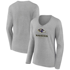 NFL Baltimore Ravens Women's Logo Team Lockup Long Sleeve V-Neck T-Shirt