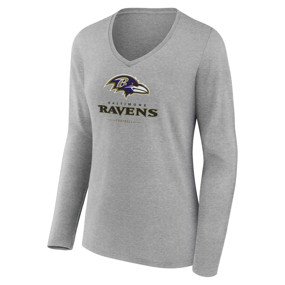 NFL Baltimore Ravens Women's Logo Team Lockup Long Sleeve V-Neck T-Shirt
