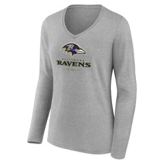 NFL Baltimore Ravens Women's Logo Team Lockup Long Sleeve V-Neck T-Shirt