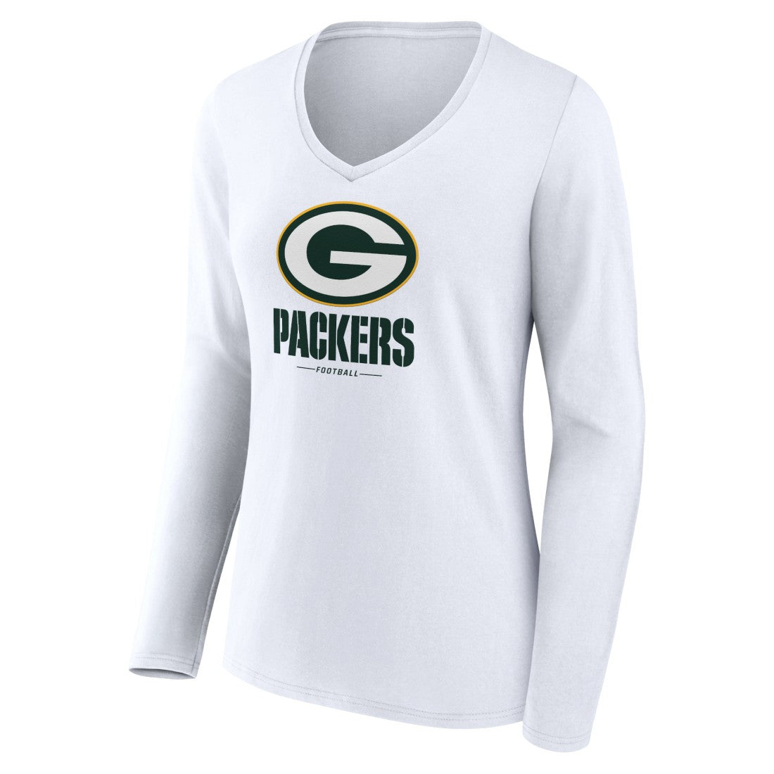 NFL Green Bay Packers Women's Logo Team Lockup Long Sleeve V-Neck T-Shirt