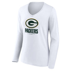 NFL Green Bay Packers Women's Logo Team Lockup Long Sleeve V-Neck T-Shirt