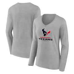 NFL Houston Texans Women's Logo Team Lockup Long Sleeve V-Neck T-Shirt