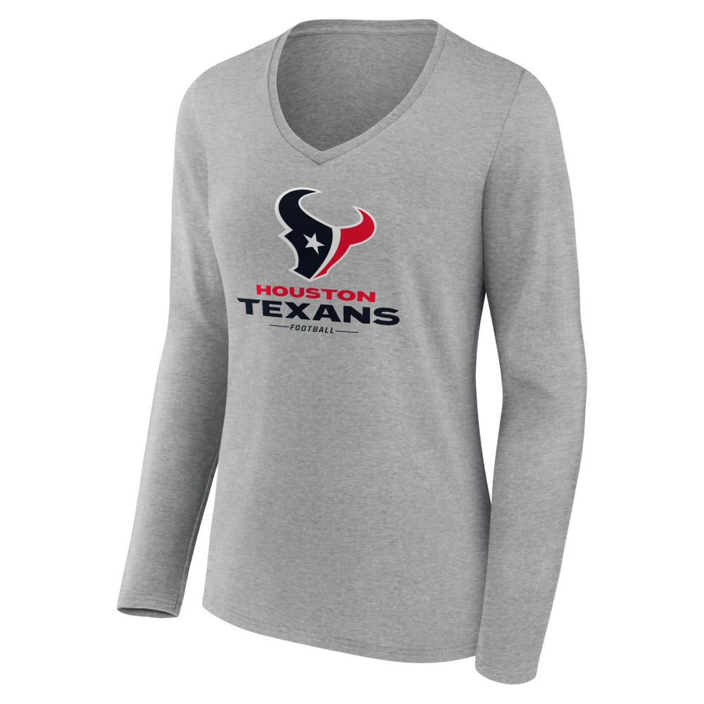 NFL Houston Texans Women's Logo Team Lockup Long Sleeve V-Neck T-Shirt