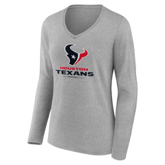 NFL Houston Texans Women's Logo Team Lockup Long Sleeve V-Neck T-Shirt