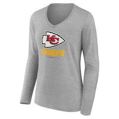 NFL Kansas City Chiefs Women's Logo Team Lockup Long Sleeve V-Neck T-Shirt