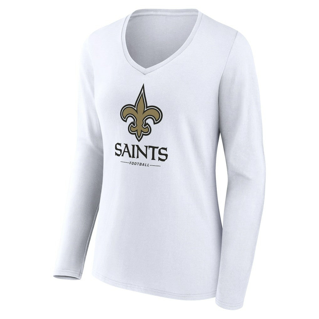 NFL New Orleans Saints Women's Logo Team Lockup Long Sleeve V-Neck T-Shirt