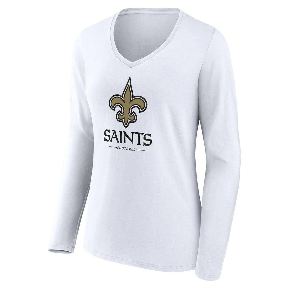 NFL New Orleans Saints Women's Logo Team Lockup Long Sleeve V-Neck T-Shirt