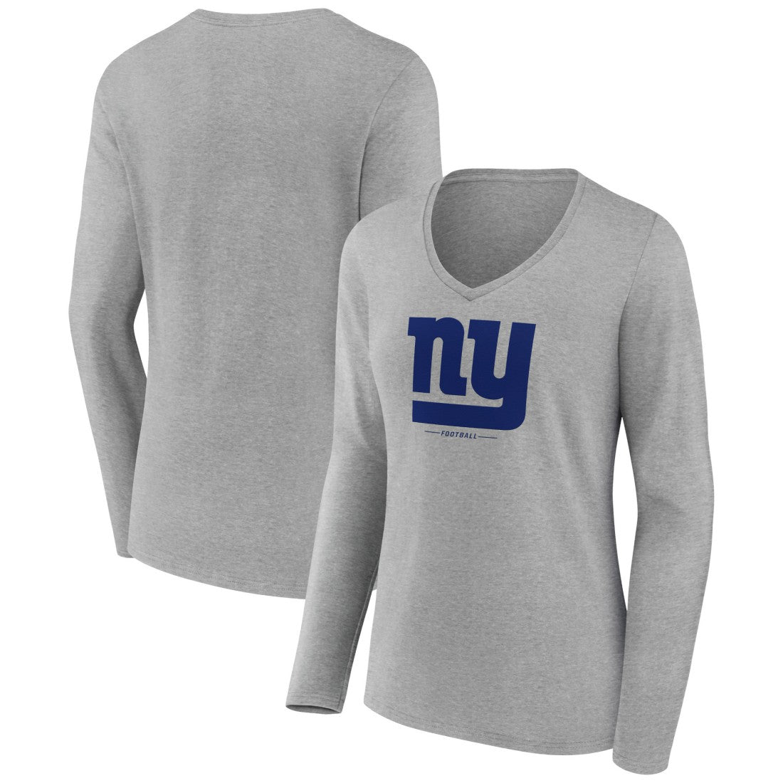 NFL New York Giants Women's Logo Team Lockup Long Sleeve V-Neck T-Shirt