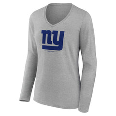 NFL New York Giants Women's Logo Team Lockup Long Sleeve V-Neck T-Shirt