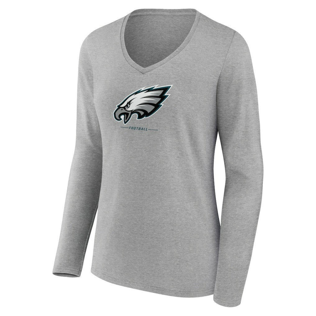 NFL Philadelphia Eagles Women's Logo Team Lockup Long Sleeve V-Neck T-Shirt