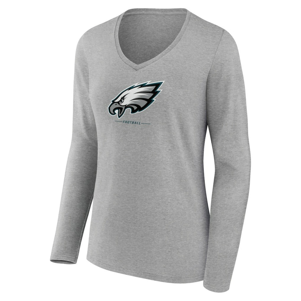 NFL Philadelphia Eagles Women's Logo Team Lockup Long Sleeve V-Neck T-Shirt