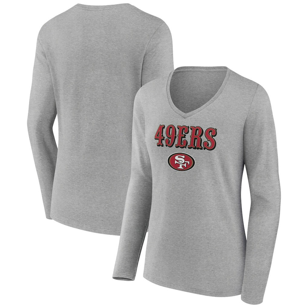 NFL San Francisco 49ers Women's Logo Team Lockup Long Sleeve V-Neck T-Shirt
