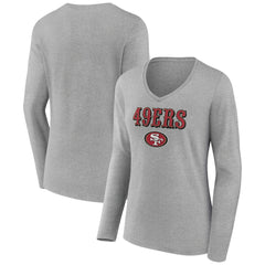 NFL San Francisco 49ers Women's Logo Team Lockup Long Sleeve V-Neck T-Shirt