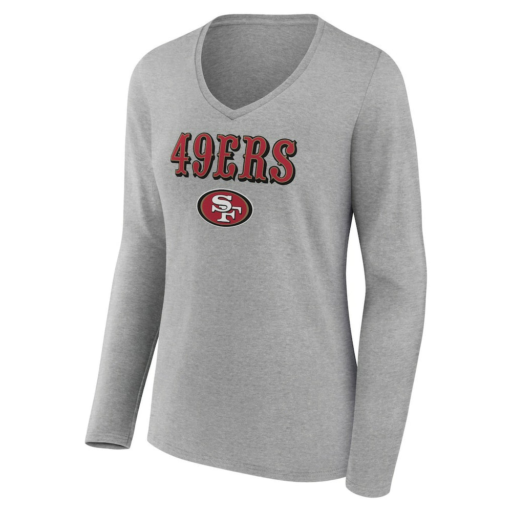 NFL San Francisco 49ers Women's Logo Team Lockup Long Sleeve V-Neck T-Shirt
