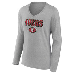 NFL San Francisco 49ers Women's Logo Team Lockup Long Sleeve V-Neck T-Shirt