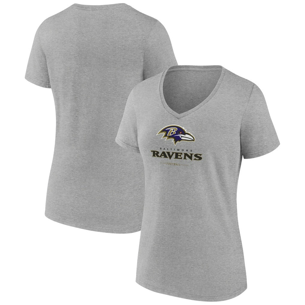 NFL Baltimore Ravens Women's Logo Team Lockup V-Neck T-Shirt