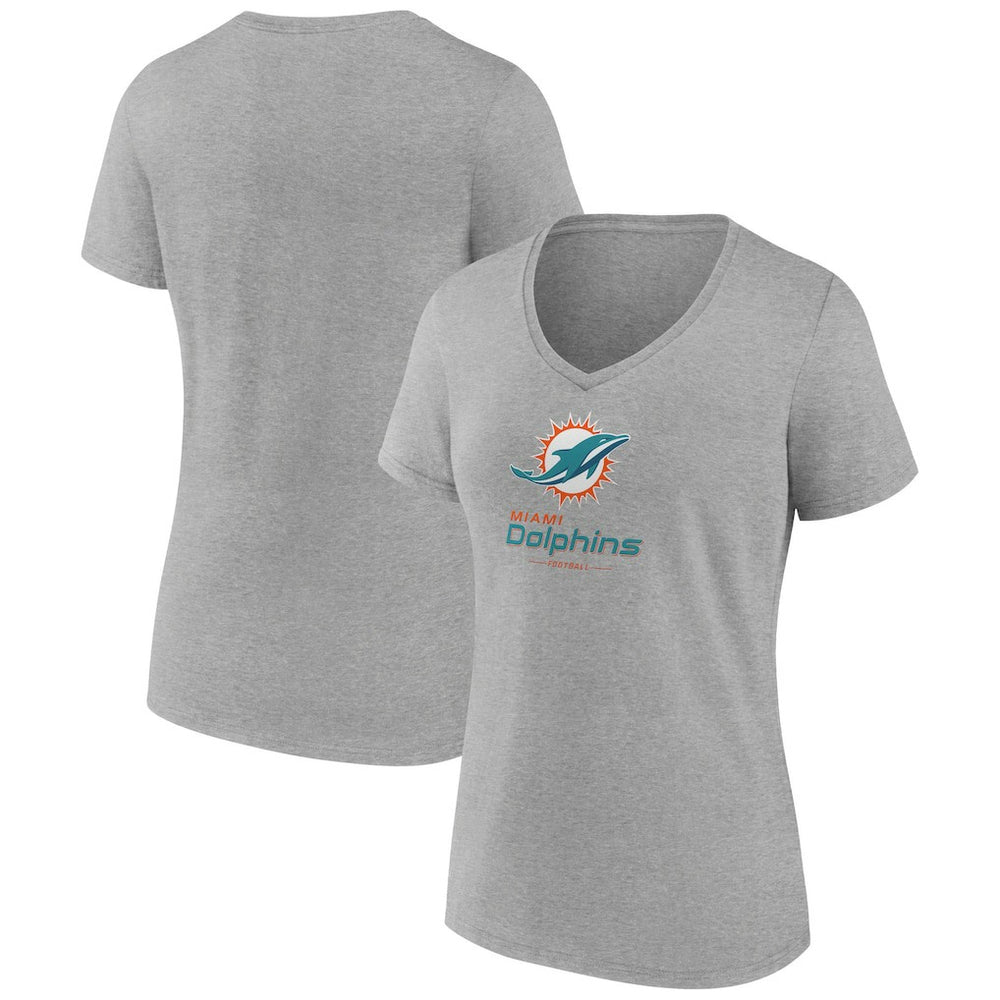 NFL Miami Dolphins Women's Logo Team Lockup V-Neck T-Shirt