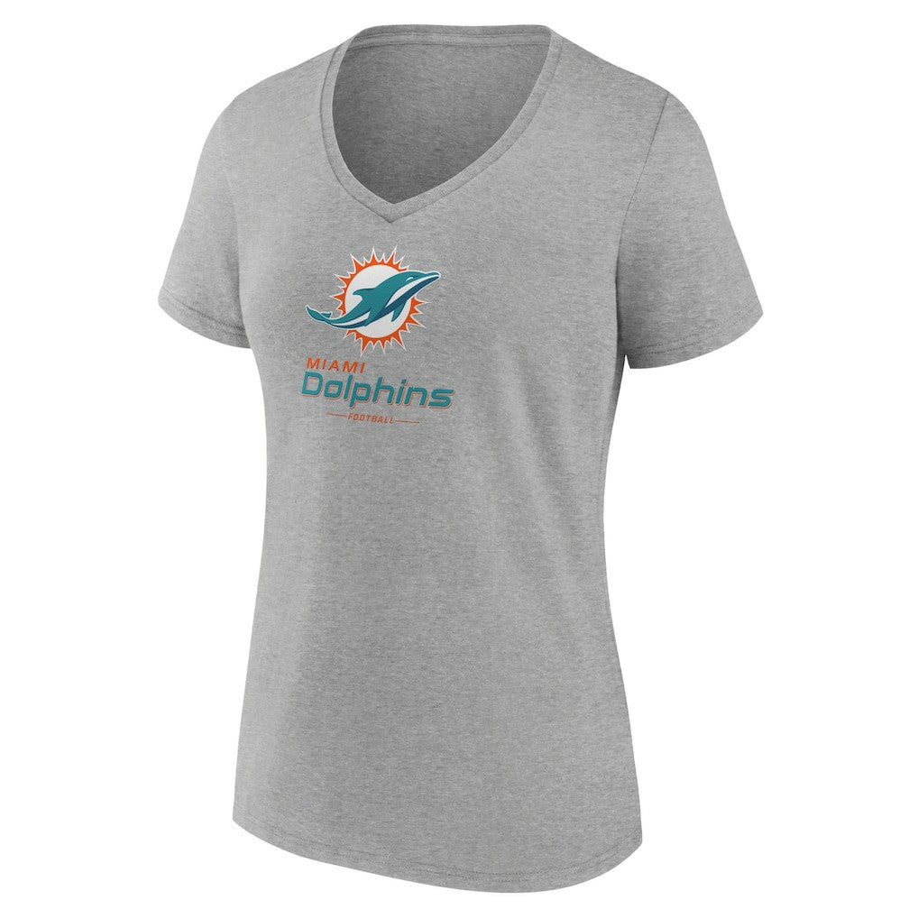 NFL Miami Dolphins Women's Logo Team Lockup V-Neck T-Shirt