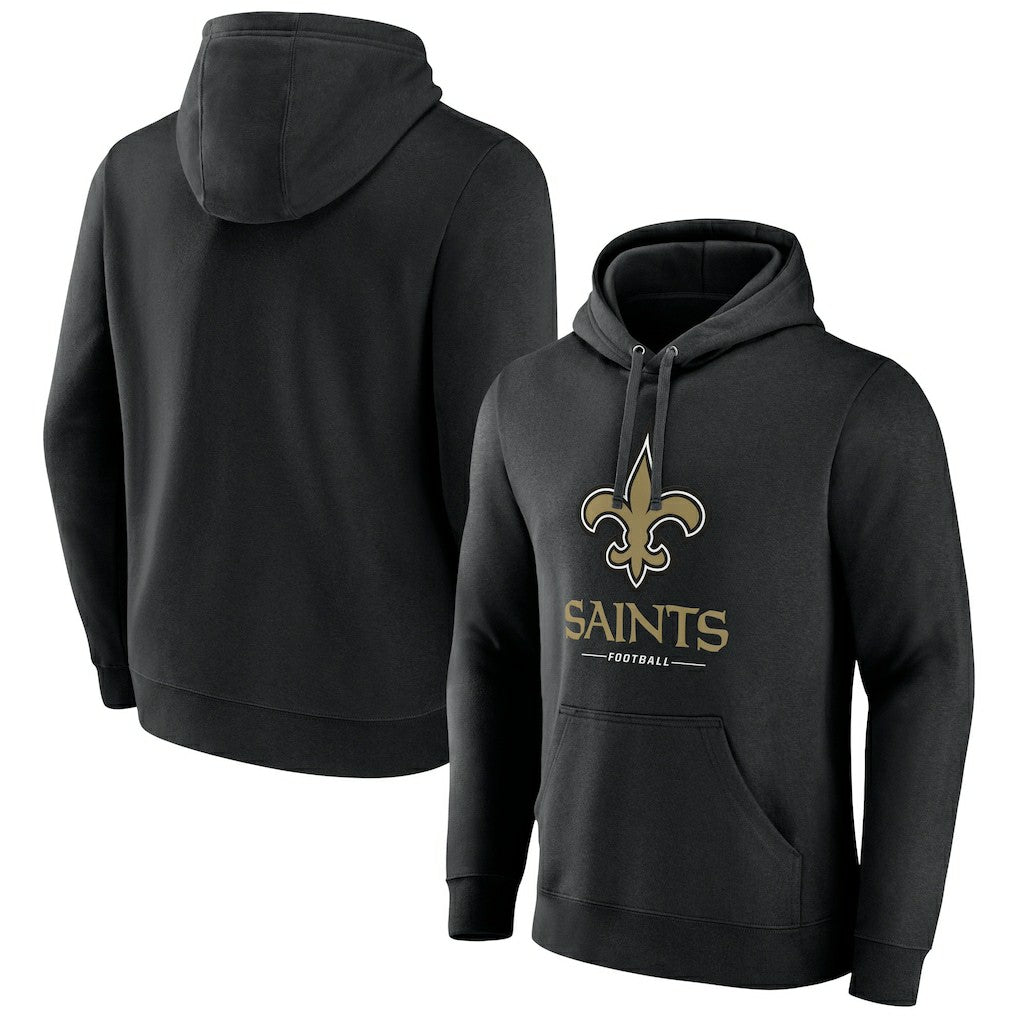 NFL New Orleans Saints Logo Team Lockup Fitted Pullover Hoodie