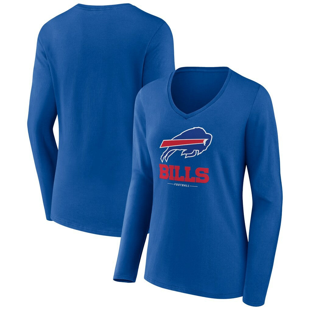 NFL Buffalo Bills Women's Logo Team Lockup Long Sleeve V-Neck T-Shirt